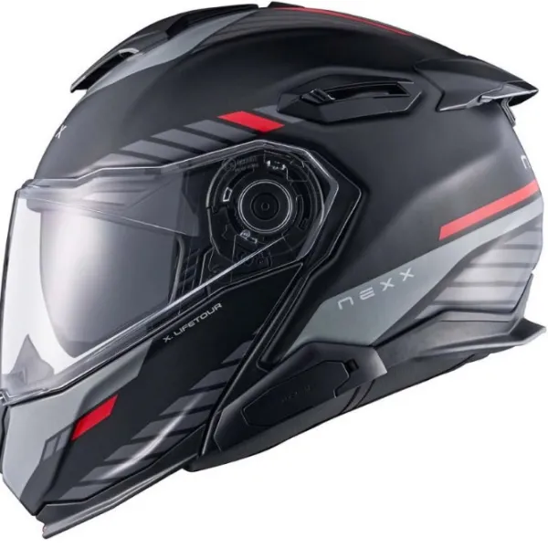 Outlet MC Flip Up hjelm – X.Lifetour Globe Sort/Rød
