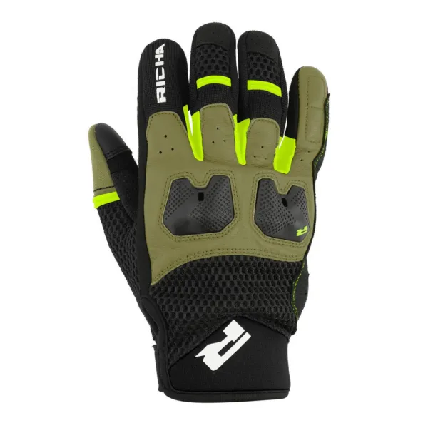 Outlet Richa MC Handsker – Monaco Mesh Sort/Olive/Fluo