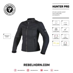 Sale Rebelhorn MC-Læderjakke – Hunter Pro Damejakke Sort