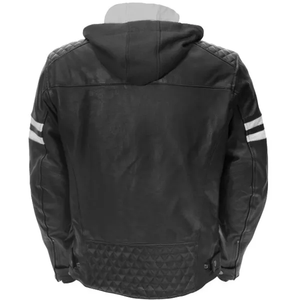 New Rusty Stitches MC-Læderjakke – Jari Hooded V2 Sort/hvid