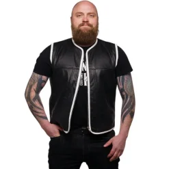 Best CungX MC Lædervest – Premium Club Vest Sort/Hvid