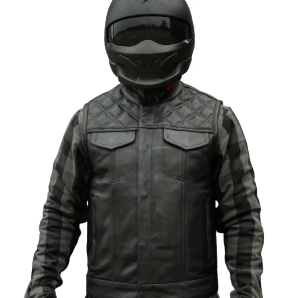 Sale CungX MC Lædervest – Western Diamond Vest Sort
