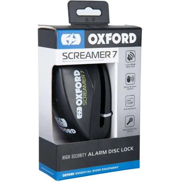 Outlet Oxford MC-Lås – skivebremselås XA7 Screamer Alarm Sort LK289