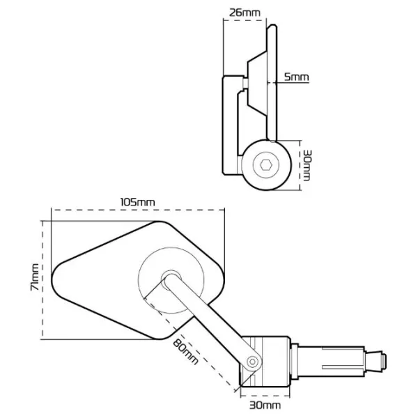 Hot Oxford MC-Spejl – Arrow 360 Bar End Mirror OX511