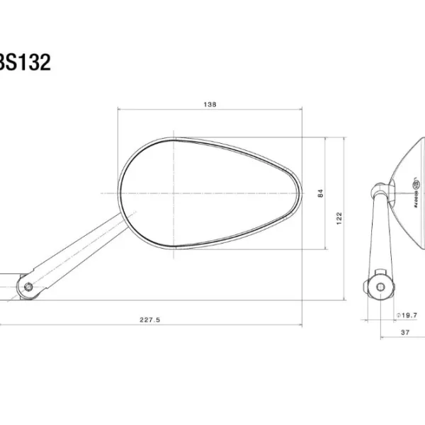 New MC-Spejl – Rizoma Radial RS Styrende Spejl Sølv BS132A