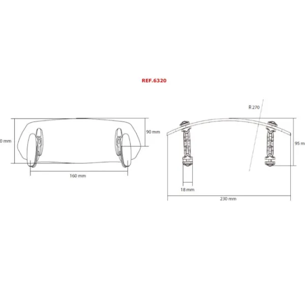 Hot Puig MC-Vindskærm – Justerbar Klar 95×263 MM